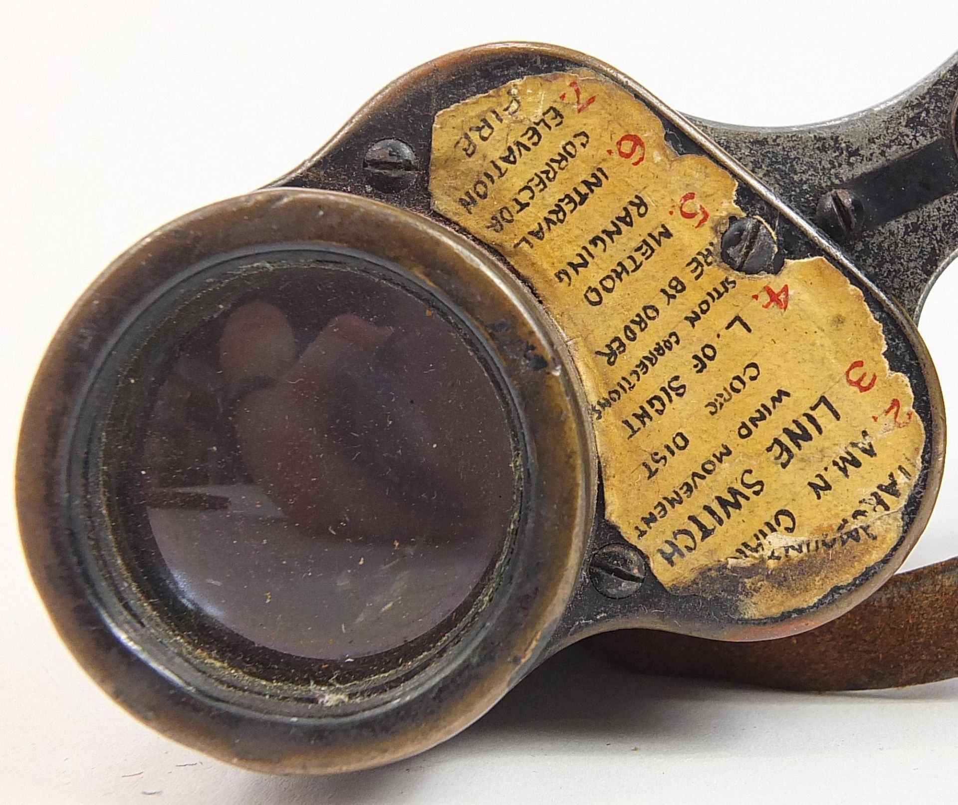 Pair of British military World War I Prismatic MK II binoculars with leather case numbered 250, - Image 4 of 5