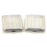 Henry Williamson Ltd, two George V silver vestas, Birmingham 1924, each 6cm x 4cm, total 55.2g