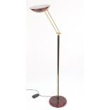 Faux tortoiseshell and brass adjustable standard lamp, 169cm high