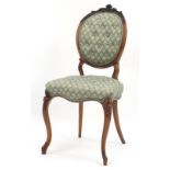 Victorian walnut occasional chair with buttonback upholstery, 88cm high