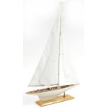 Wooden model yacht with name plaque The J-Class Yacht, 65cm in length