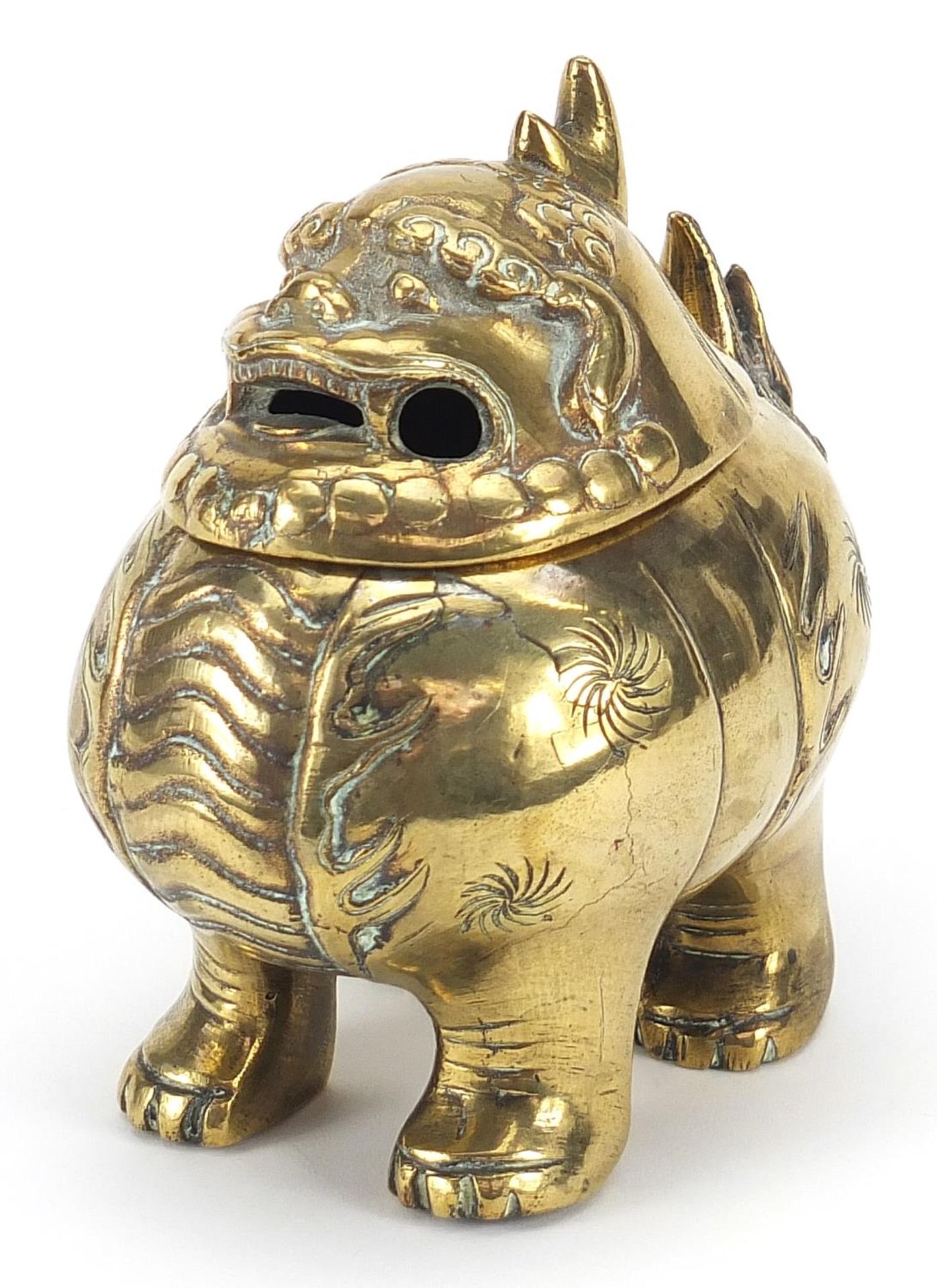 Chinese gilt bronze censer in the form of a mythical animal, 12cm in length