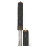 Tribal interest carved ebonised sword stick with steel blade, 90cm in length