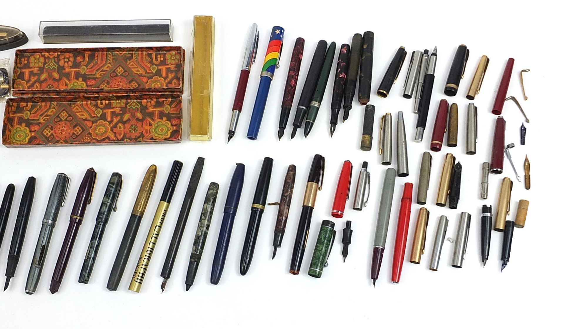 Collection of vintage fountain and ballpoint pens and accessories including Watermans, brown ripple, - Image 3 of 3