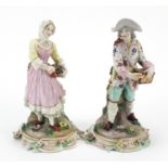 Meissen, pair of German porcelain figures incised 2185 to the bases, 24cm high