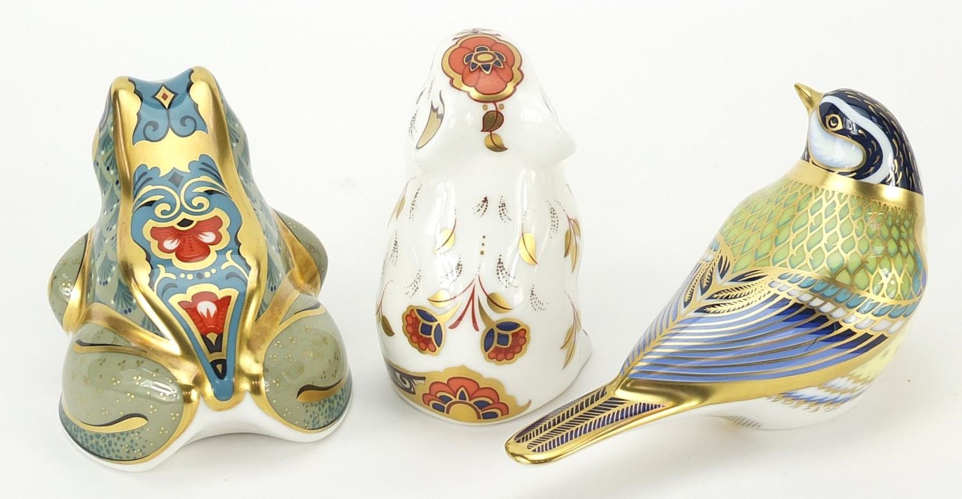 Three Royal Crown Derby paperweights with gold coloured metal stoppers comprising Mountain Frog, - Image 2 of 5