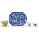 Chinese and Japanese porcelain including two miniature blue and white bowls, the largest 17.5cm wide