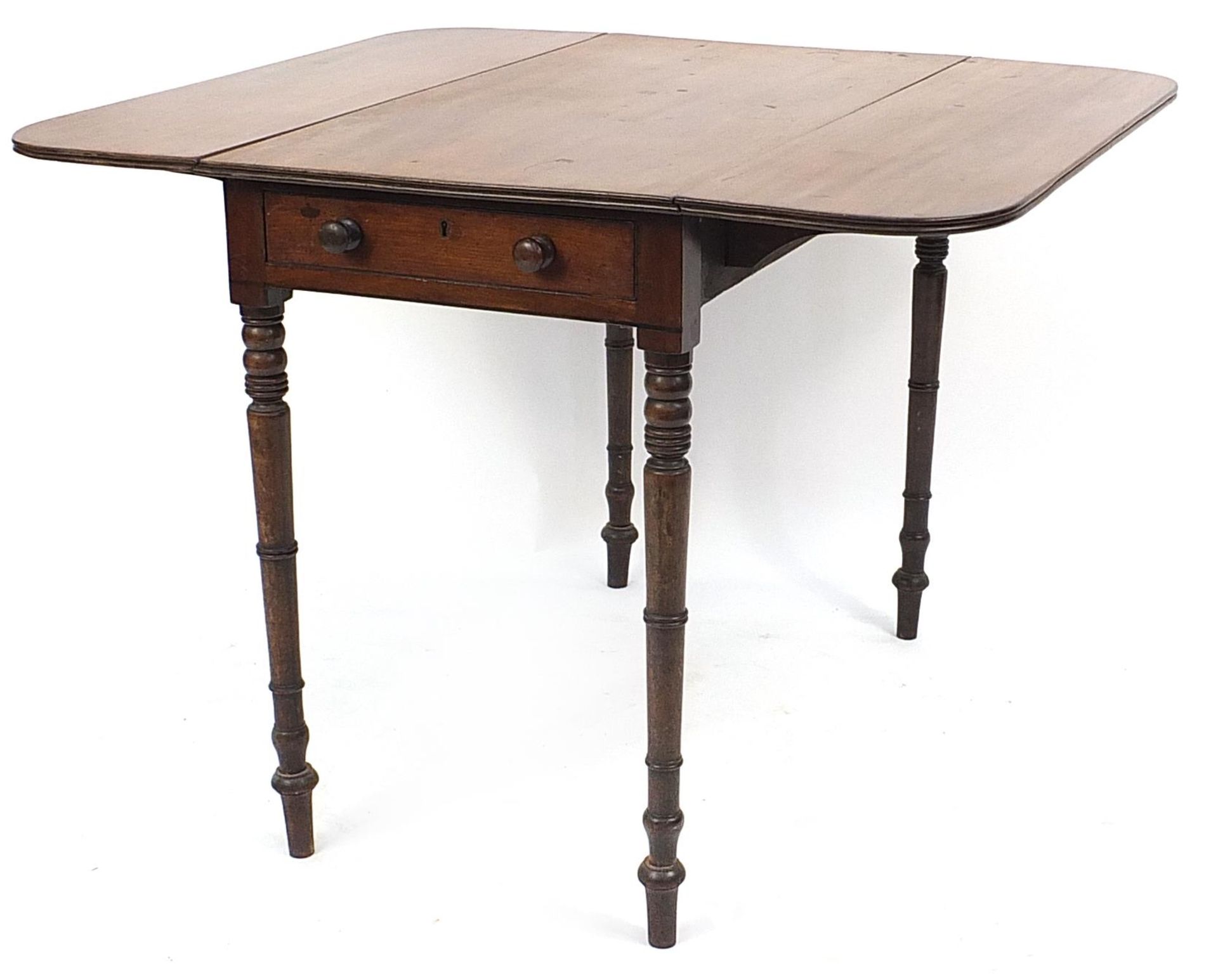 Victorian mahogany Pembroke table with drawer to the end, 72cm H x 89cm W x 49cm D - Image 2 of 4