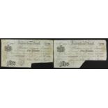 Two 19th century Faversham Bank five pound notes with consecutive numbers comprising 8518 and