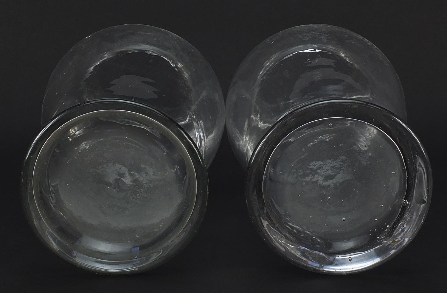 Pair of 19th century apothecary baluster glass vases, each 32.5cm high - Image 3 of 3