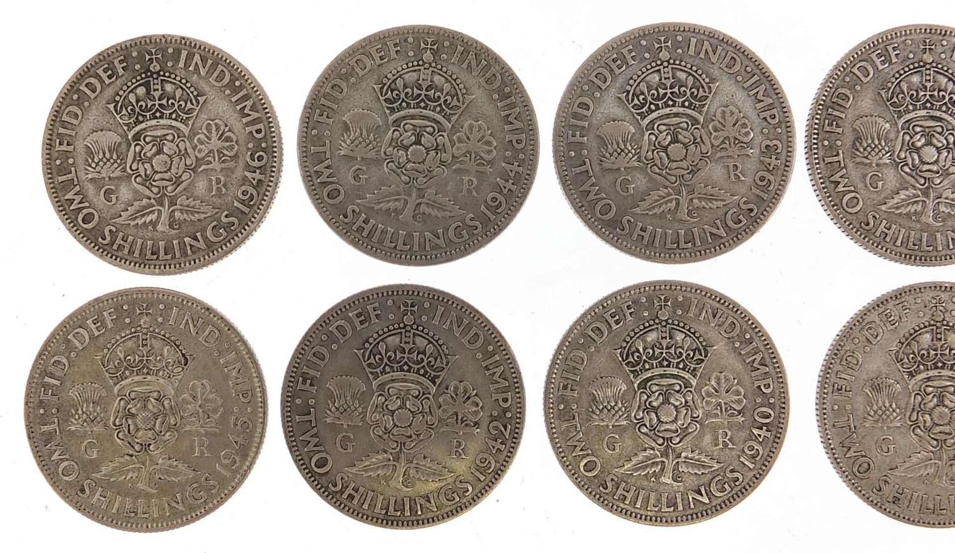 Ten George VI two shillings 1937- 1946 112g - Bild 5 aus 6