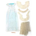 Four pieces of antique lace and an antique christening gown
