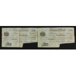 Two 19th century Faversham Bank five pound notes numbered 8506 and 8516, each dated 19th August 1886