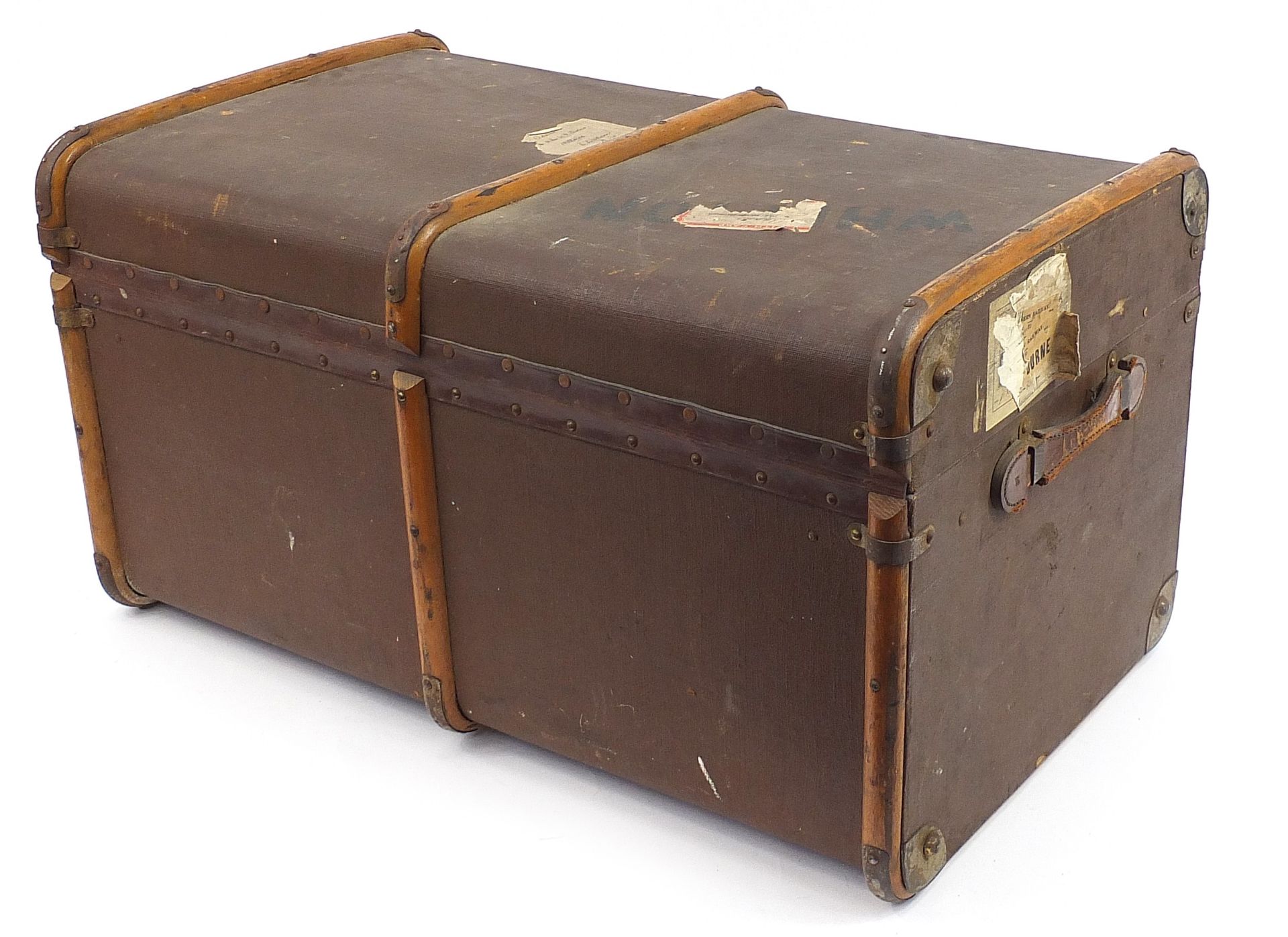 Vintage travelling trunk previously belonging to the Notorious Doctor Bodkin Adams trunk with - Image 2 of 7