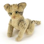 Vintage soft toy tiger with articulated limbs, probably Steff, 32cm in length