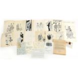 Collection of Osbert Lancaster original ink cartoons, jackets and ephemera