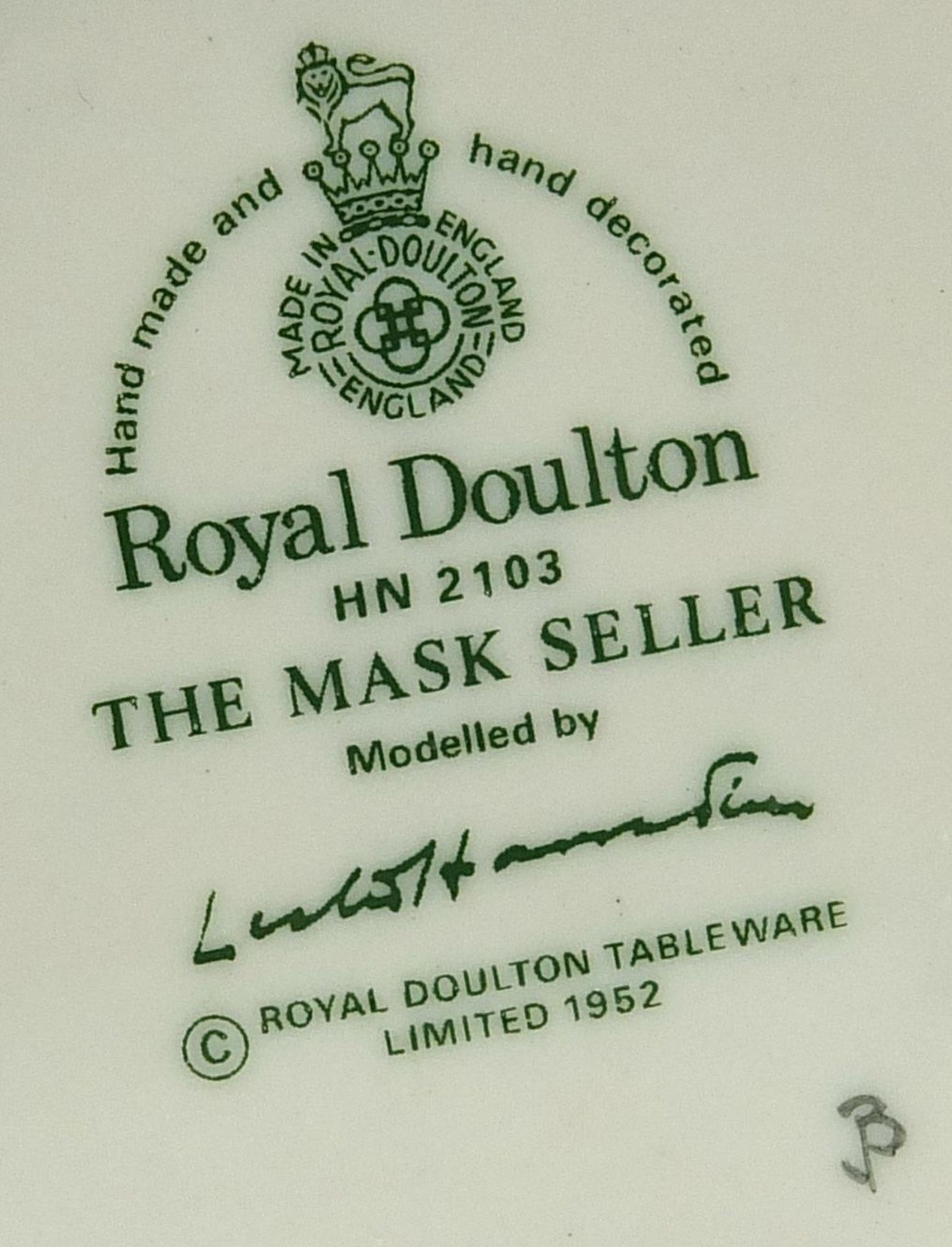 Five Royal Doulton figures including The Jester HN2016 and Officer of the Line HN2733, the largest - Image 4 of 4