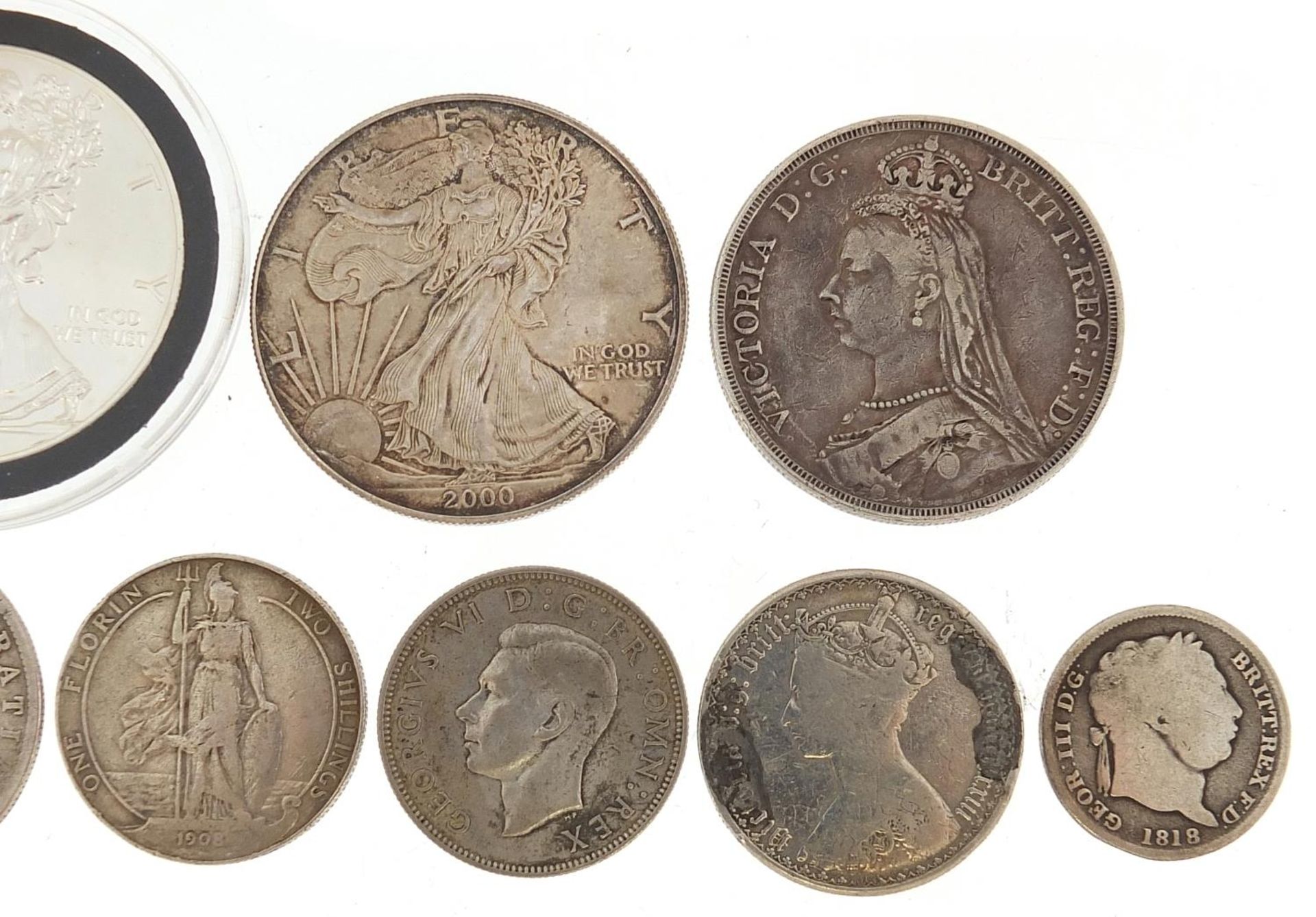 18th century and later British and American mostly silver coinage, including two Victorian crowns, - Bild 3 aus 6