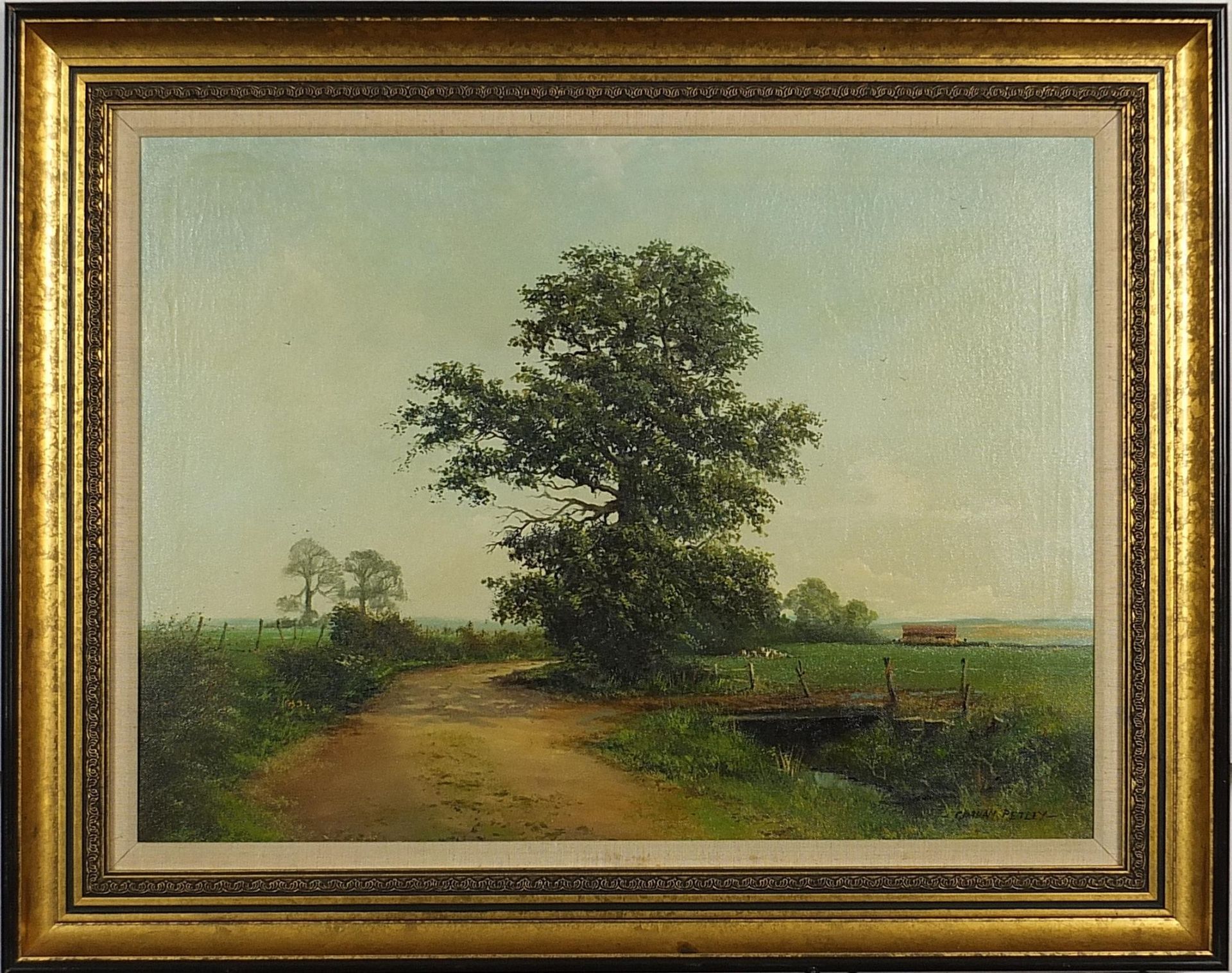Graham Petley - Pan Lane, Hanningfield, oil on canvas, inscribed E Stacy Marks label verso, - Image 2 of 5