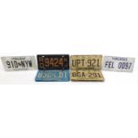 Ten American style vehicle registration plates, 30.5cm in length