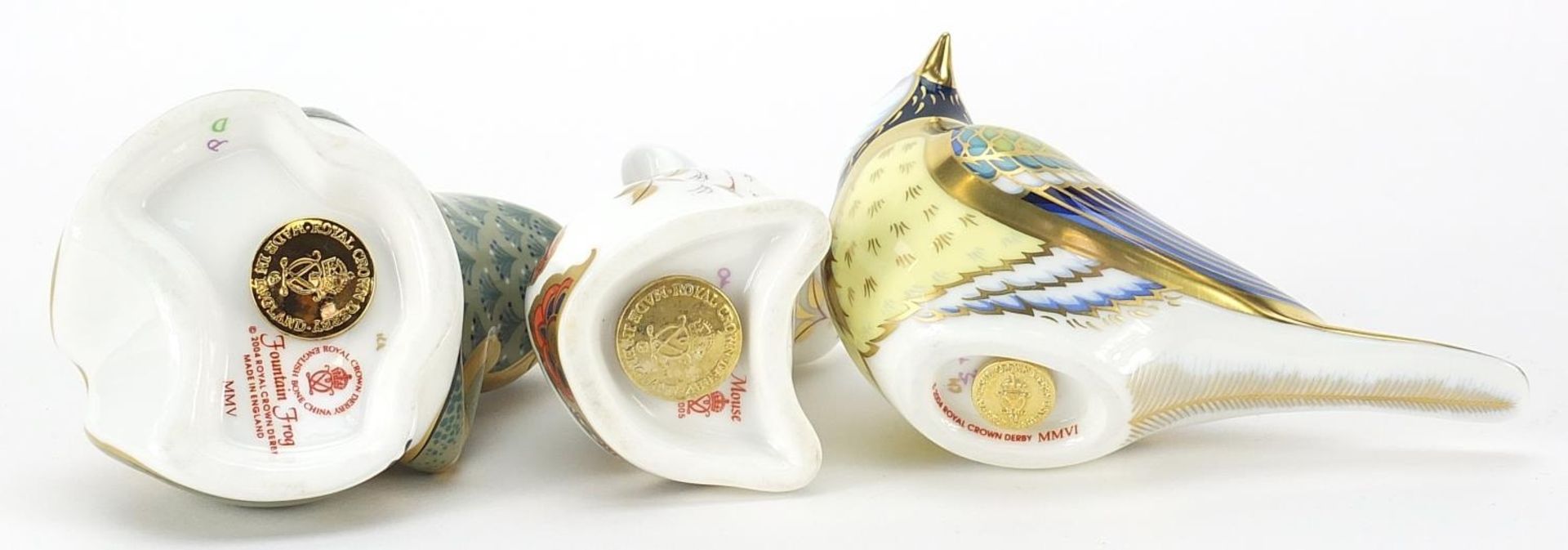 Three Royal Crown Derby paperweights with gold coloured metal stoppers comprising Mountain Frog, - Image 3 of 5