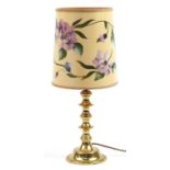 Brass table lamp with shade, 53cm high