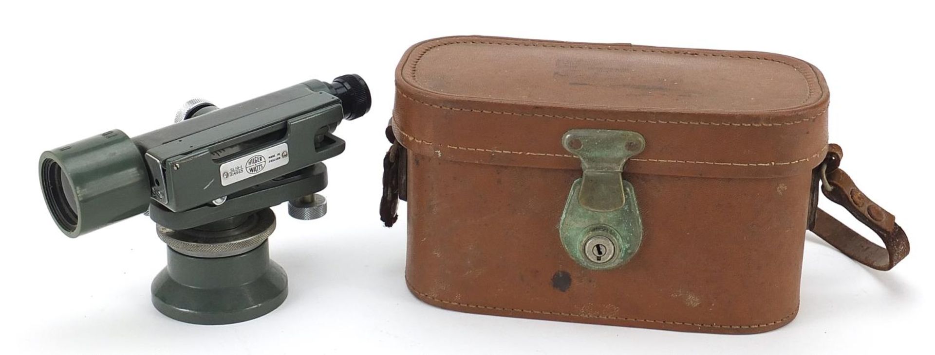 Hilger & Watts SL10-1 surveyor's level in leather case with tripod stand and measuring staff - Image 6 of 6