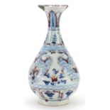 Chinese blue and white with iron red porcelain vase hand painted with clouds, 25cm high