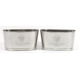 Pair of ice buckets with Napoleon Bonaparte and Lily Bollinger mottos, 34cm wide