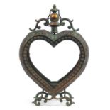 Bronzed metal love heart table lantern, 60cm high