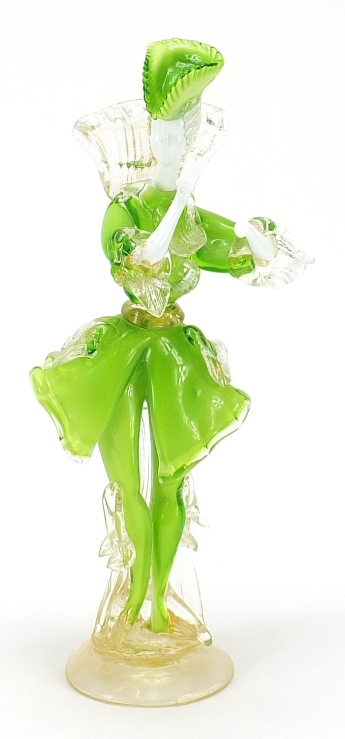 Murano gold flecked glass figure, 34cm high