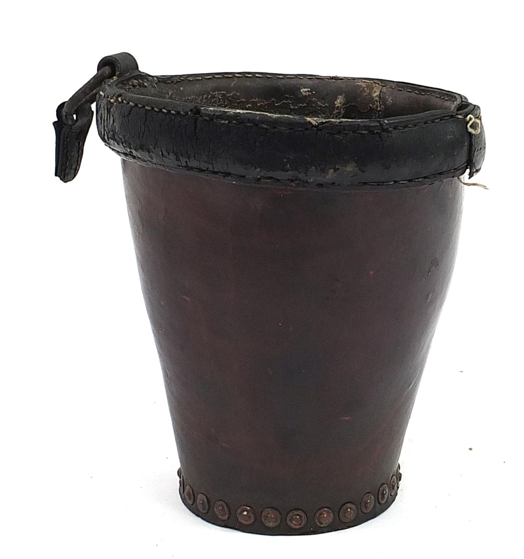 Antique leather fire bucket, 28cm high - Bild 2 aus 3