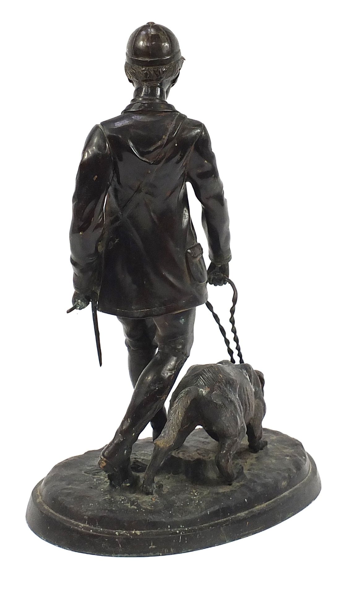 Large patinated bronze study of a huntsman and hound, 61.5cm high - Bild 2 aus 3