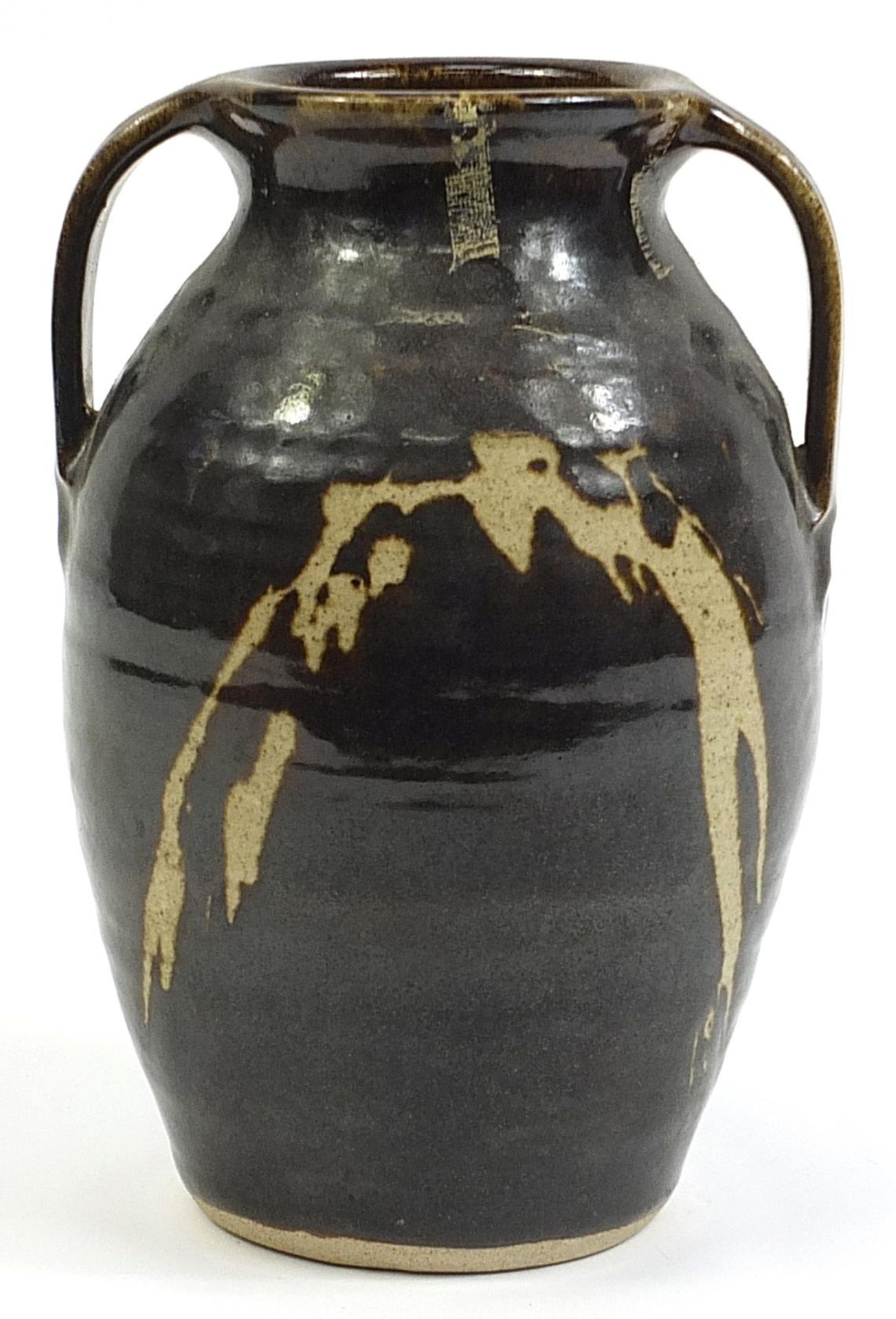 Large Porthleven studio pottery vase with twin handles, 31.5cm high - Image 2 of 4