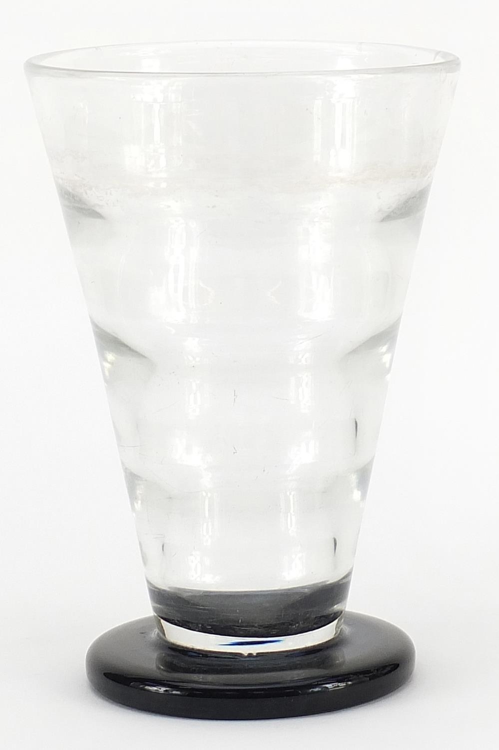 Orrefors, Scandinavian clear glass vase with black base, 22cm high - Image 2 of 4