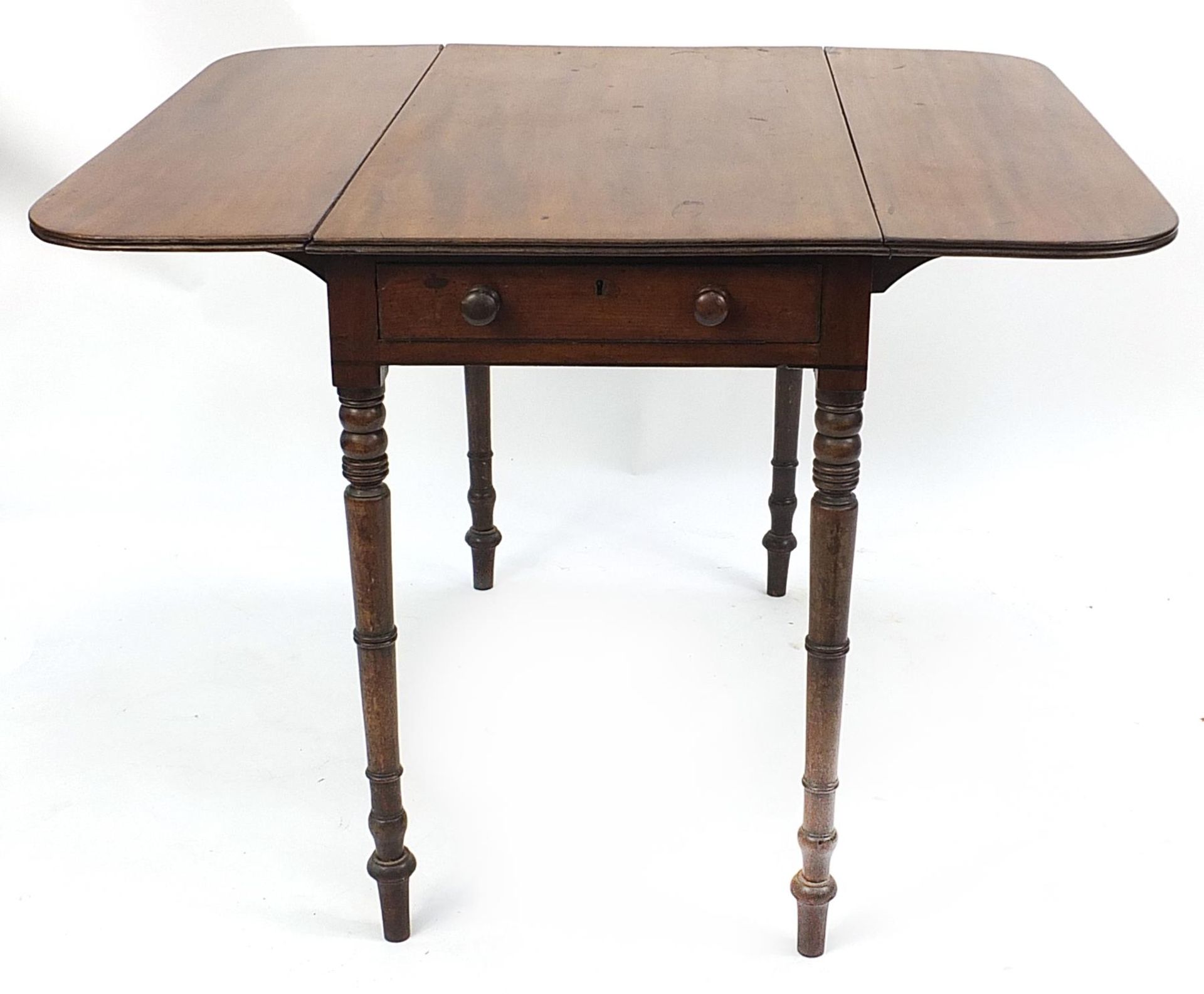 Victorian mahogany Pembroke table with drawer to the end, 72cm H x 89cm W x 49cm D