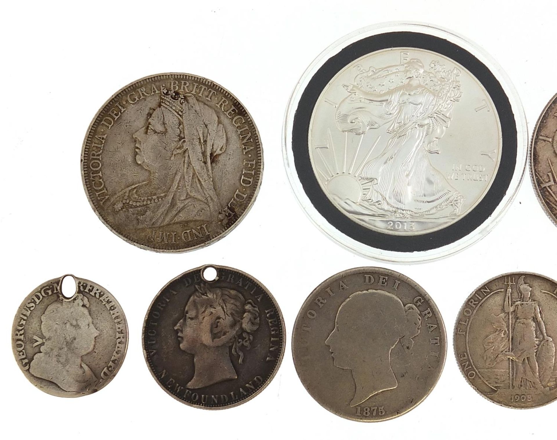 18th century and later British and American mostly silver coinage, including two Victorian crowns, - Bild 2 aus 6