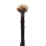 Victorian Brigg bamboo parasol with silver collar and marble egg design pommel, 91cm in length