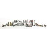 Hand painted lead soldiers, figures and farmyard animals including Britains Henry VIII and Elizabeth
