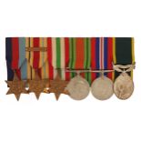 British military World War II six medal group including Africa Star with 1st Army bar and