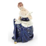 Royal Dux, Czechoslovakian Art Deco figurine of a young female holding a hand mirror, numbered 739