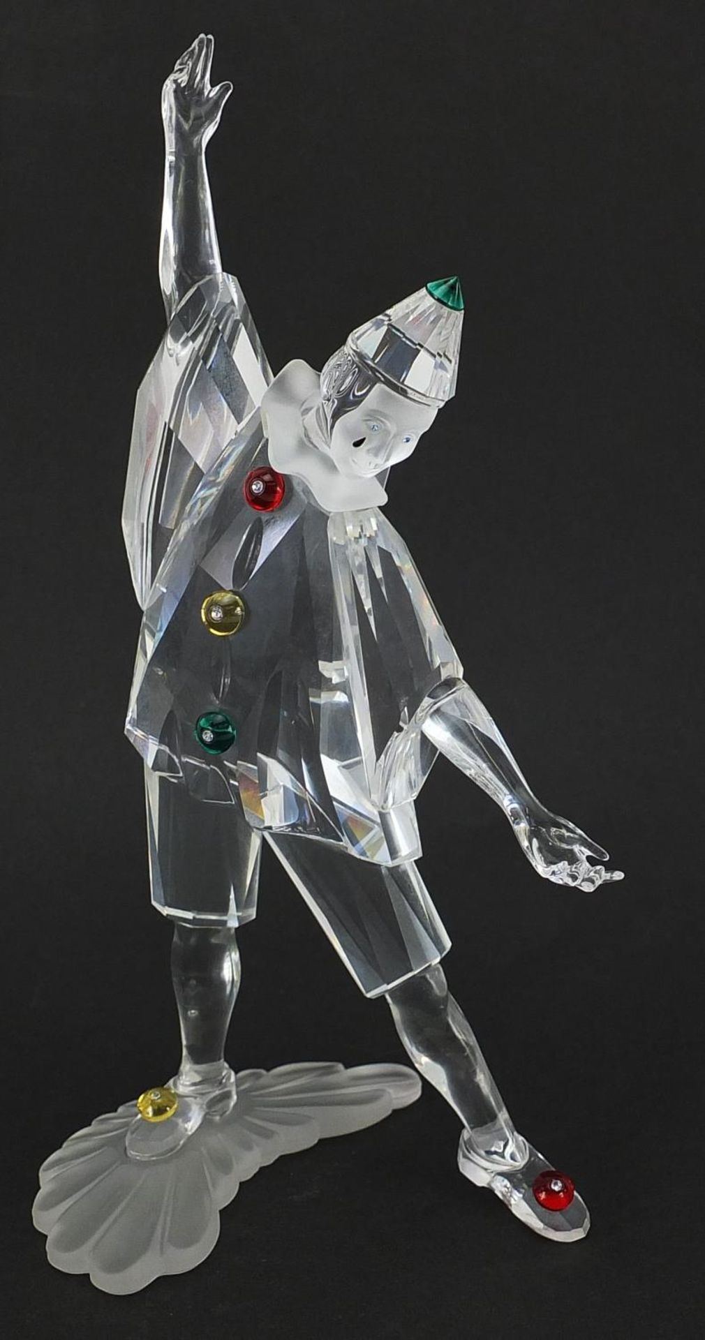 Swarovski crystal Masquerade Pierrot figure with box, 20cm high