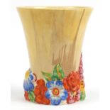 Clarice Cliff Bizarre vase hand painted in the My Garden pattern, 17.5cm high