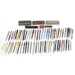 Large collection of predominantly vintage ballpoint pens including Parker