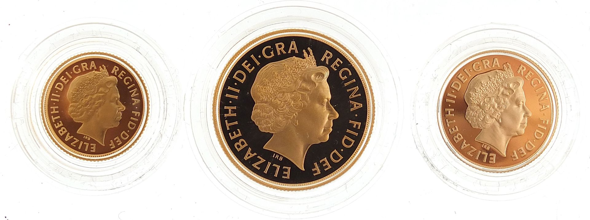 Elizabet II 2002 gold proof three coin sovereign set with box and certificate, comprising Two Pound - Image 2 of 4