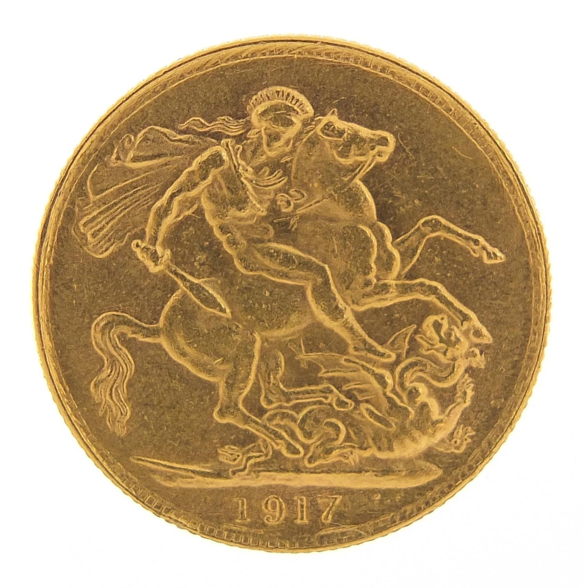 George V 1917 gold sovereign - this lot is sold without buyer?s premium