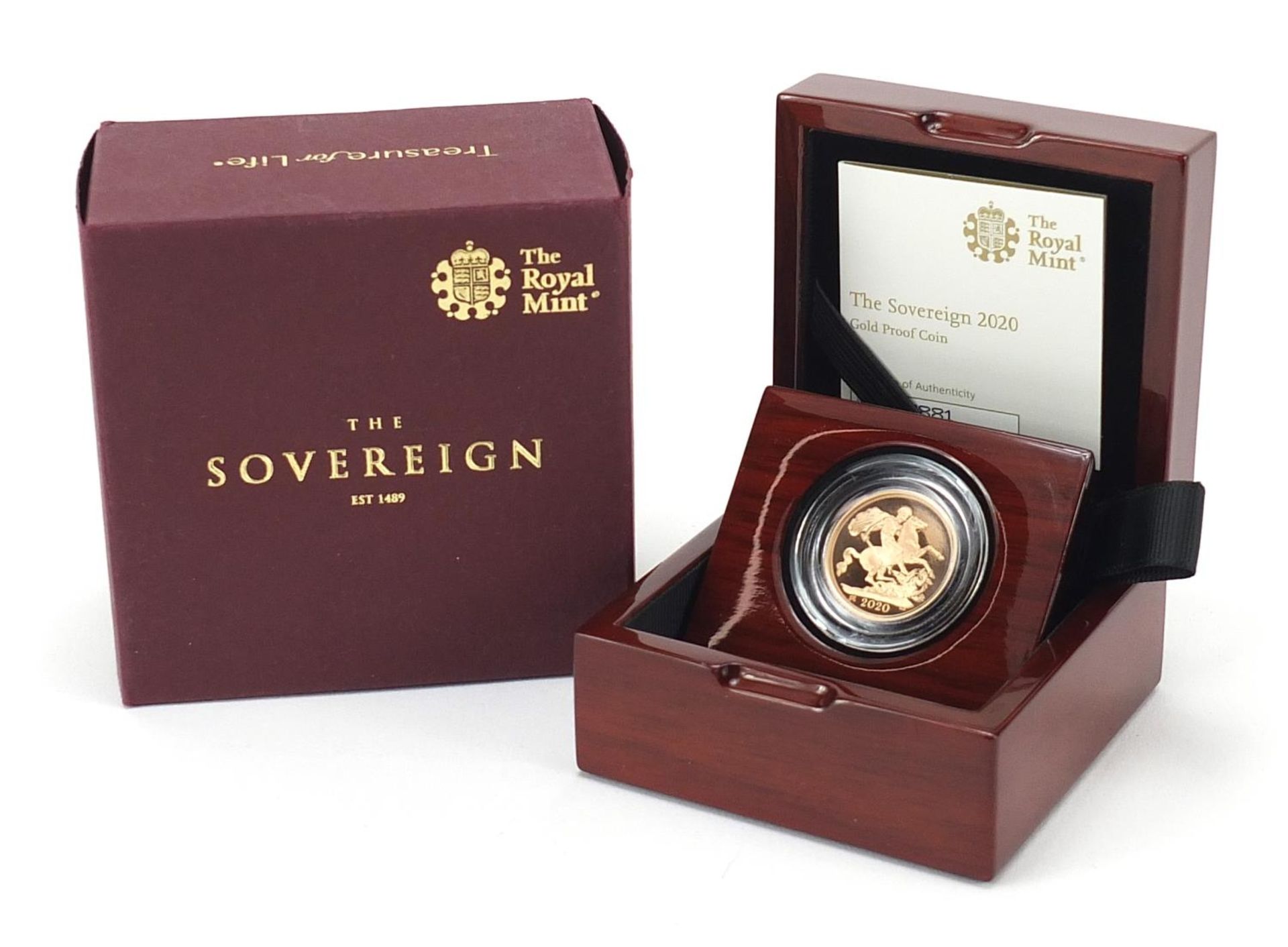 Elizabeth II 2020 gold proof sovereign with box and certificate, 7881/7995 - this lot is sold