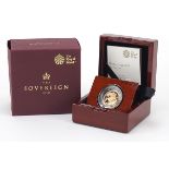 Elizabeth II 2018 gold proof sovereign with box and certificate, 08629/10500 - this lot is sold