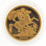 Elizabeth II 1980 gold double sovereign - this lot is sold without buyer?s premium, the hammer price