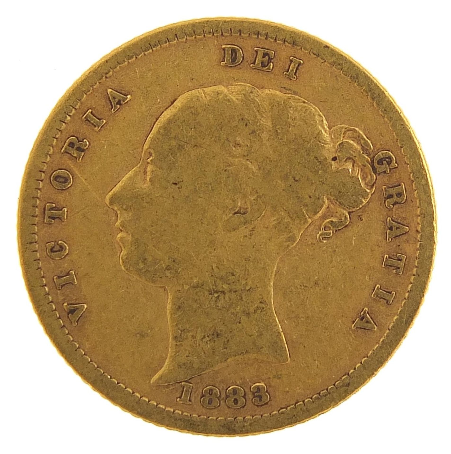 Queen Victoria 1883 Young Head shield back half sovereign - this lot is sold without buyer?s - Image 2 of 3